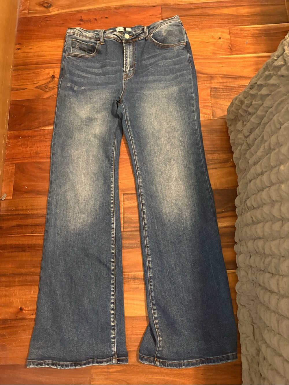 Risen Jeans High Rise Wide Leg Flare Jeans Plus Size 1XL Stretch Denim (0811)